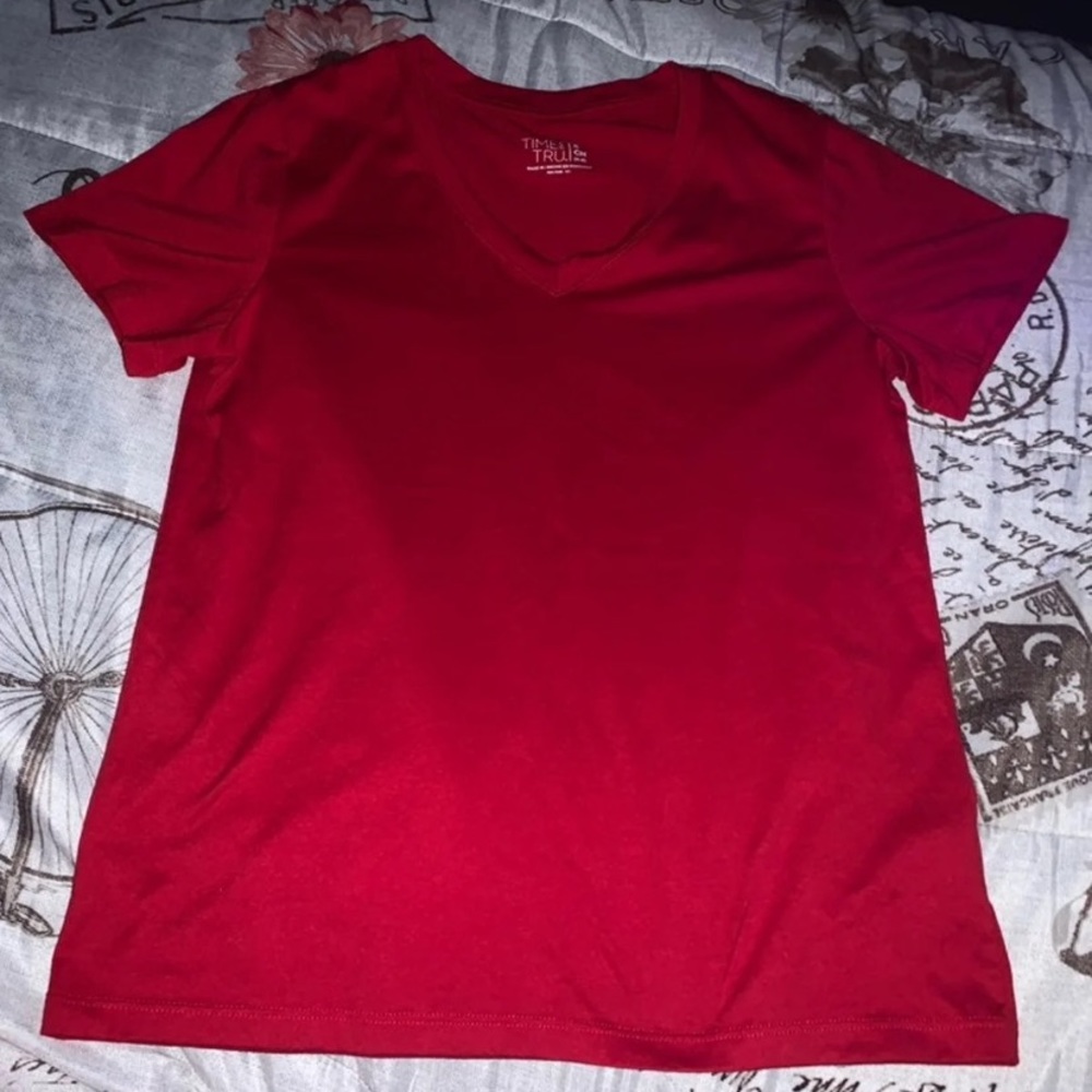 Woman red shirt